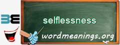 WordMeaning blackboard for selflessness